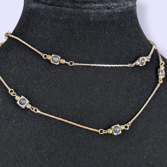 (2/$20) Vintage Black Ball Accented Chain Necklace - Picture 1 of 6